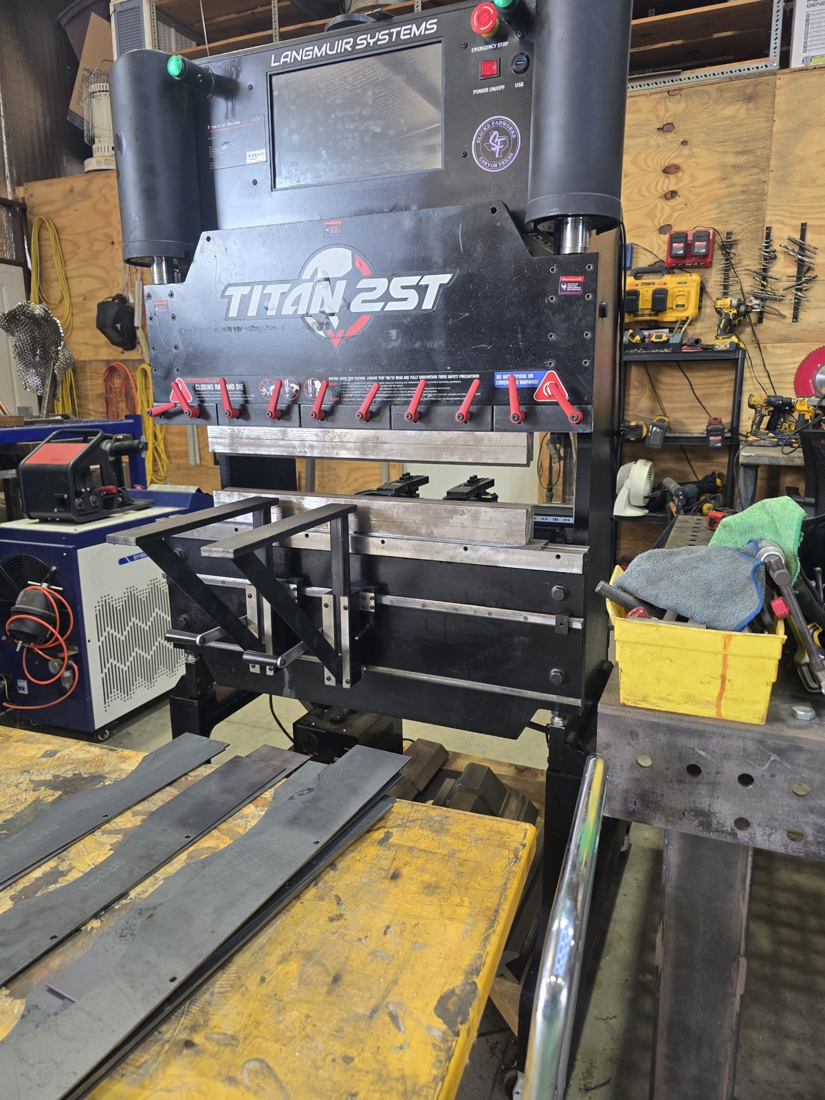 CNC press brake on the DNK Fabrication shop floor, Lubbock TX